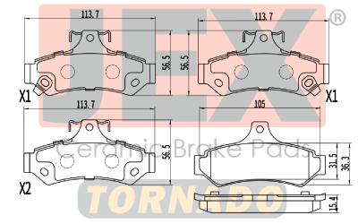 خلفي فحمات سيراميك JEX Tornado تورنيدو D1727-8951T