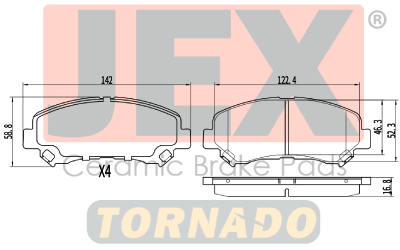 أمامي فحمات سيراميك JEX Tornado تورنيدو D1374-8449T