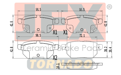 خلفي فحمات سيراميك JEX Tornado تورنيدو D1354-8463T