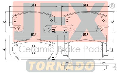 أمامي فحمات سيراميك JEX Tornado تورنيدو D2211-9451T