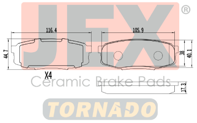خلفي فحمات سيراميك JEX Tornado تورنيدو D1304-8420T