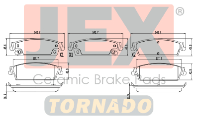 خلفي فحمات سيراميك JEX Tornado تورنيدو D1194-8312T