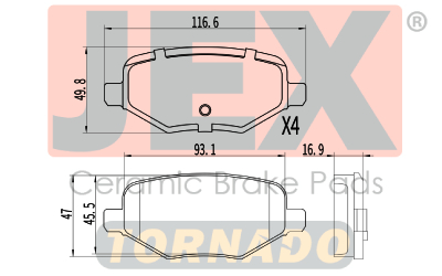 خلفي فحمات سيراميك JEX Tornado تورنيدو D1377-8488T