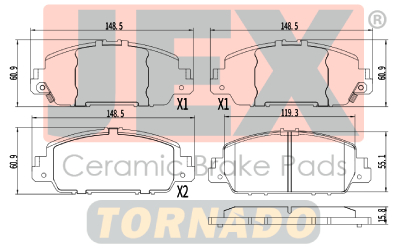 أمامي فحمات سيراميك JEX Tornado تورنيدو D1654-8883T